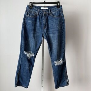 Nature Denim sz 25/3 Distressed Straight Leg Ankle Zip Jeans Blue Boho